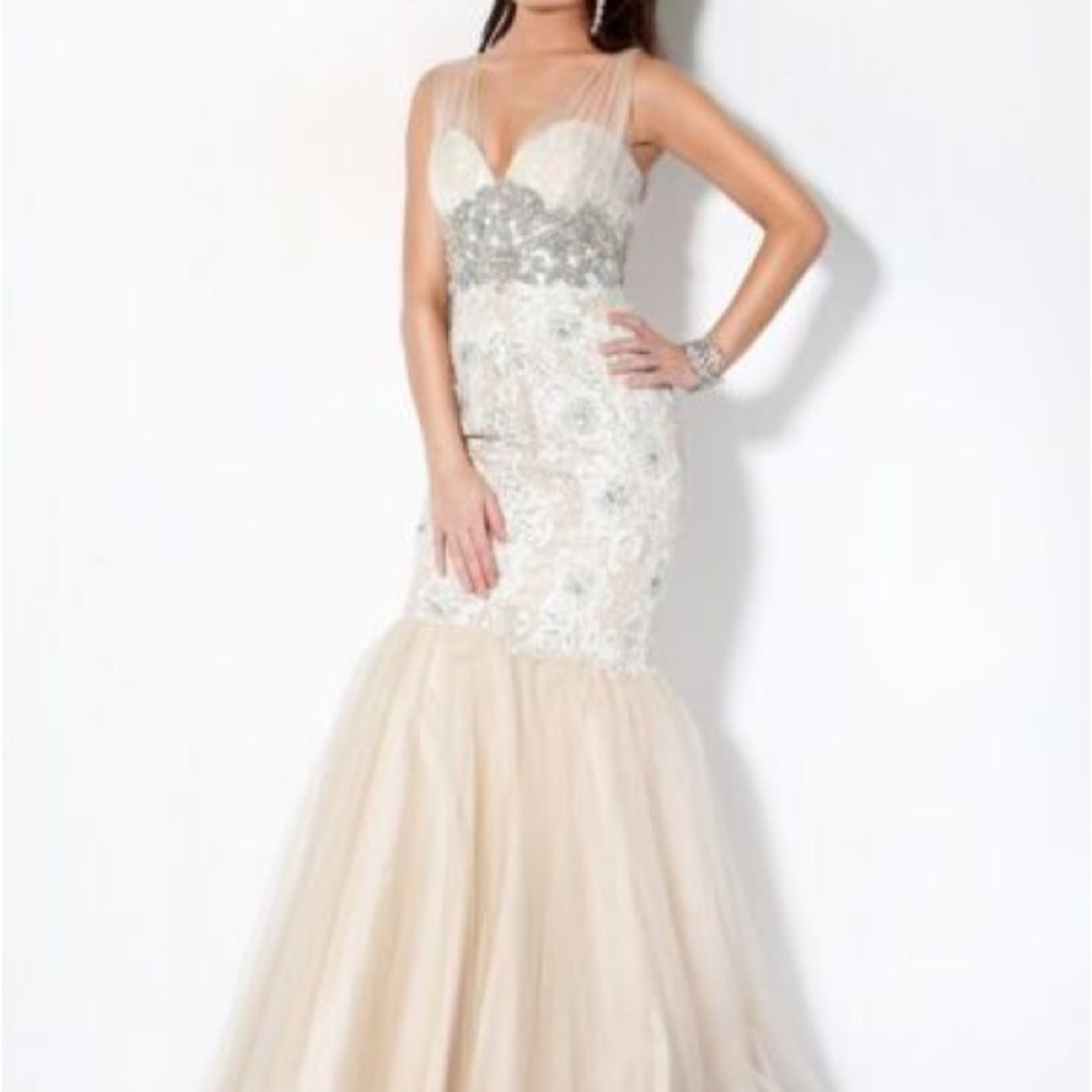 Jovani Lace Mermaid Dress Ivory